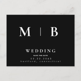 Eenvoudig & Slank Monogram Bruiloft Save the Date  Aankondigingskaart