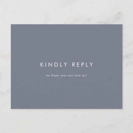 Eenvoudig Slate Blue Gray Menu Keuze RSVP-Briefkaa (Voorkant)