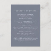 Eenvoudig Slate Blue Grey Wedding Schedule of Even Informatiekaartje (Voorkant)