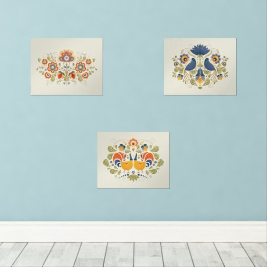 Eenvoudig Slavisch Volk Bloemen Kunst Muurkunst Sets (Houten vloer)