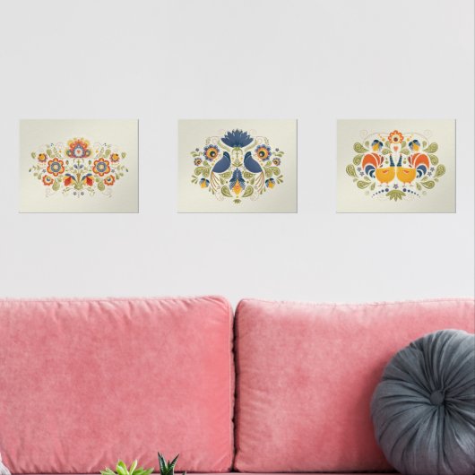 Eenvoudig Slavisch Volk Bloemen Kunst Muurkunst Sets (Woonkamer)