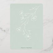 Eenvoudig smakersgroen modern tuinhuwelijksgoud folie uitnodiging (Achterkant)