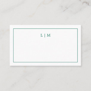 Eenvoudig Smaragdgroen Monogram Elegante Trouwdag Plaatskaartje