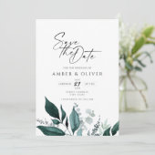 Eenvoudig smaragdgroen Sla de datum op Kaart (Staand voorkant)