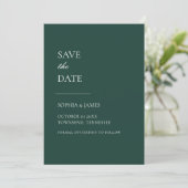 Eenvoudig smaragdgroene typografie Modern Save The Date (Staand voorkant)