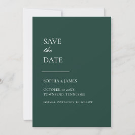 Eenvoudig smaragdgroene typografie Modern Save The Date