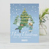 Eenvoudig Sneeuw Kerst feestdagen Script Feestdagenkaart (Staand voorkant)