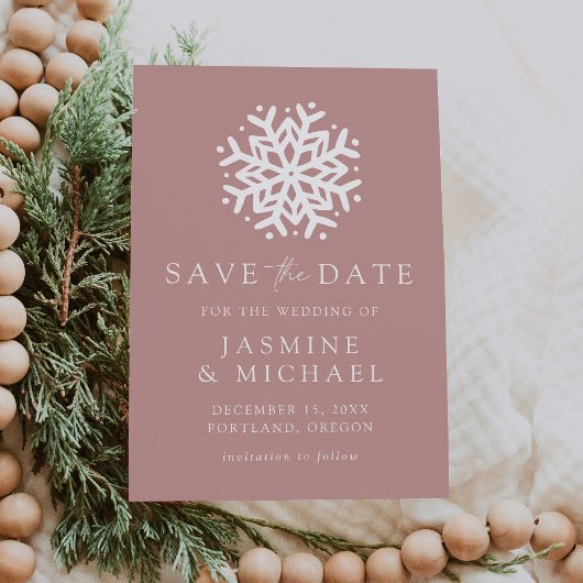Eenvoudig Sneeuwvlokje Stof Roze Save The Date