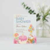 Eenvoudig Snoep Roze Leuk Baby Meisje Douche Invit Aankondiging (Staand voorkant)