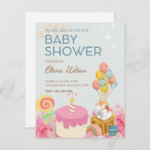 Eenvoudig Snoep Roze Leuk Baby Meisje Douche Invit Aankondiging (Voorkant / Achterkant)