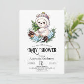 Eenvoudig Snow Polar Beer Digitaal Baby shower Kaart (Staand voorkant)