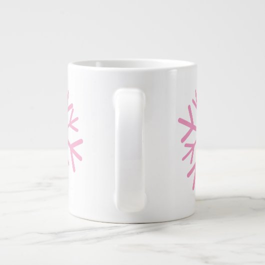 Eenvoudig Snowflake Hand Draait wit roze Grote Koffiekop (Achterkant)