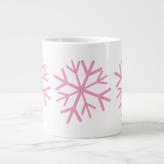 Eenvoudig Snowflake Hand Draait wit roze Grote Koffiekop (Voorkant)