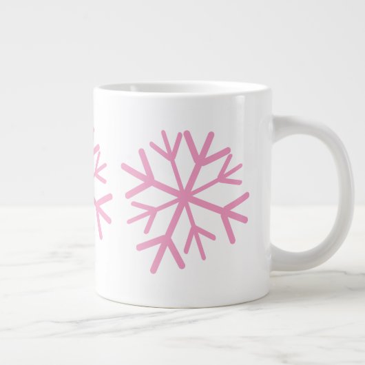 Eenvoudig Snowflake Hand Draait wit roze Grote Koffiekop (Rechts)