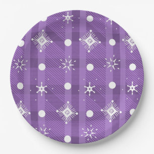 Eenvoudig Snowflakes Paars Pset Pattern Papieren Bordje