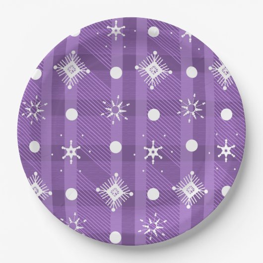 Eenvoudig Snowflakes Paars Pset Pattern Papieren Bordje (Voorkant)