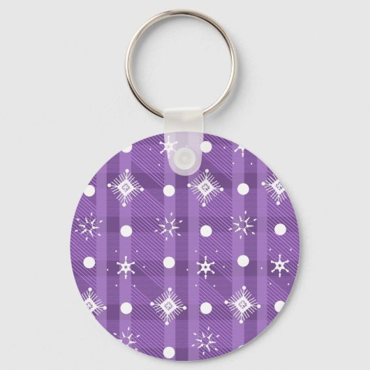 Eenvoudig Snowflakes Paars Pset Pattern Sleutelhanger (Voorkant)