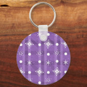 Eenvoudig Snowflakes Paars Pset Pattern Sleutelhanger (Voorkant)