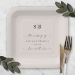 Eenvoudig Solid Color Off-White Ecru Wedding Monog Papieren Bordje<br><div class="desc">Eenvoudig, vast, gebroken wit, Ecru-kleurenmonogram, speciaal ontworpen papieren borden. Dit moderne huwelijk of om het even welk ontwerp van het bord van het gebeurtenisPapier is eenvoudig en minimaal met een duidelijke stevige achtergrondkleur en trendy het manuscriptdoopvonten van de handtekeningskalligrafie. Getoond in het nieuwe palet van de Kleur van de Wedding....</div>