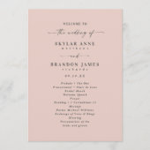 Eenvoudig Solid Light Pink Wedding Ceremony Progra Programmakaart (Voorkant)