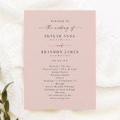 Eenvoudig Solid Light Pink Wedding Ceremony Progra Programmakaart