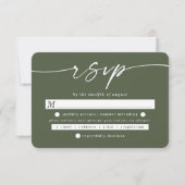 Eenvoudig Solid Monstera Green Wedding Meal Choice RSVP Kaartje (Voorkant)