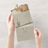 Eenvoudig Southwestern Cactus Photo Wedding All In One Uitnodiging (Afscheurbaar)