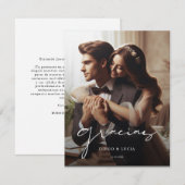 Eenvoudig Spaans Boda | Moderne bruiloft Gracias F Bedankkaart (Voorkant / Achterkant)