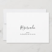 Eenvoudig Spaans bruiloft gereserveerd teken (Achterkant)