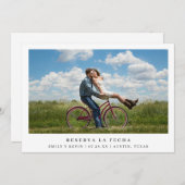 Eenvoudig Spaans bruiloft met fotominimalistisch o Save The Date (Voorkant / Achterkant)