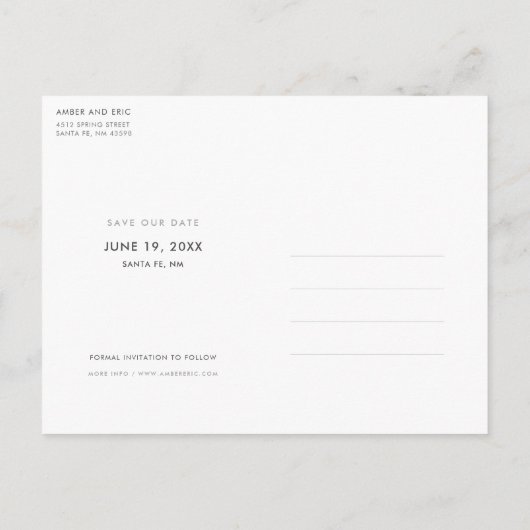 Eenvoudig sparen de Datum Aankondigingskaart (Achterkant)