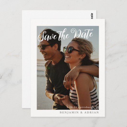 Eenvoudig sparen de Datum Foto Weddenschap Briefkaart (Voorkant / Achterkant)
