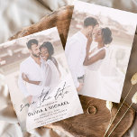 Eenvoudig sparen de Datum van het Afbeelding van d Save The Date<br><div class="desc">Transparantie die aangepaste en gepersonaliseerde foto's op de voor- en achterkant van elegante en moderne Save the Date Wedding Invitations bedekt - omvat prachtige en elegante scripttypografie voor de speciale dag van de bruiloft.</div>