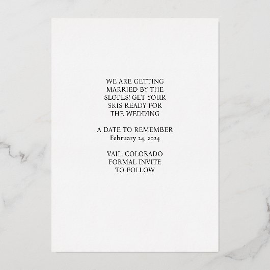 Eenvoudig sparen de Datum Weddenschap Folie Uitnodiging (Achterkant)