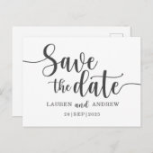 Eenvoudig sparen de Datum Zwarte & Witte Weddensch Briefkaart (Voorkant / Achterkant)