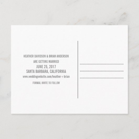 Eenvoudig sparen het Briefkaart van de Datum, Grij (Achterkant)