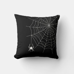 Eenvoudig Spinnenweb En Spin Zwart Halloween Kussen