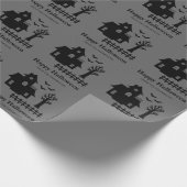 Eenvoudig spookhuis silhouet en vleermuizen Hallow Cadeaupapier (Hoek)