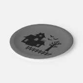 Eenvoudig spookhuis silhouet en vleermuizen Hallow Papieren Bordje (Gekanteld)