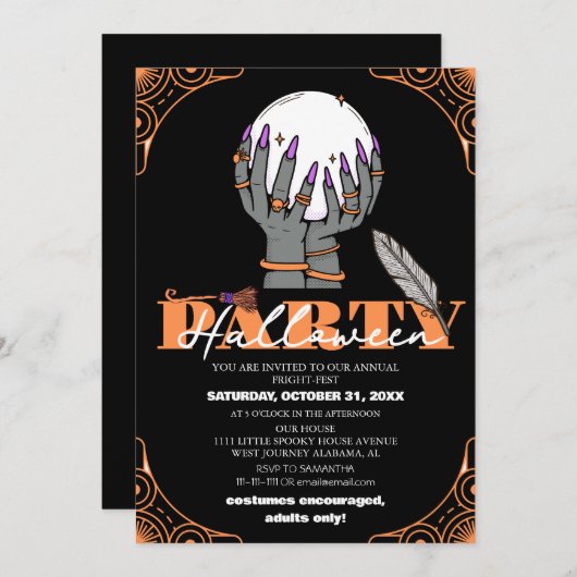 Eenvoudig  spooky halloween kostuum feest kaart (Voorkant / Achterkant)