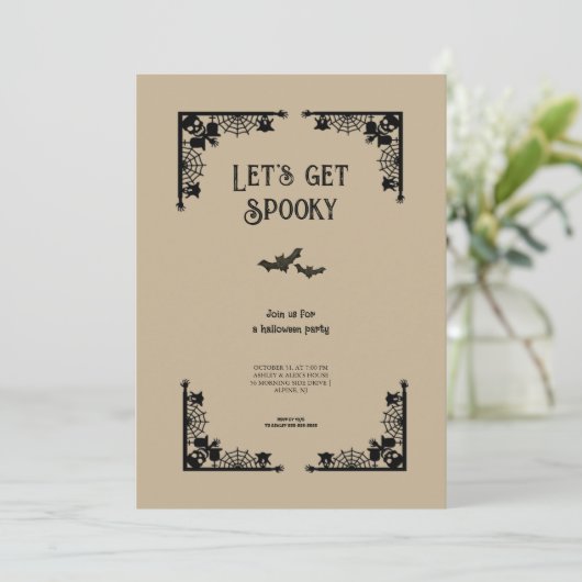 Eenvoudig  Spooky Kostuum Halloween Party Kaart (Staand voorkant)