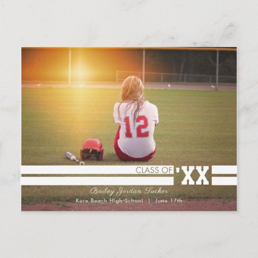 Eenvoudig & Sportief Afstuderen Fotoaankondiging Briefkaart (Voorkant)