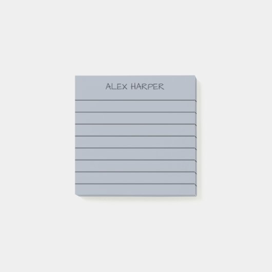 Eenvoudig staalgrijs & houtskool voeg naam toe gel post-it® notes (Voorkant)