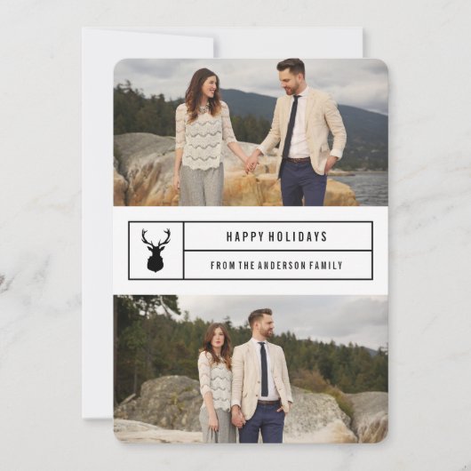 Eenvoudig Stag in Wit Feestdagenkaart (Voorkant)