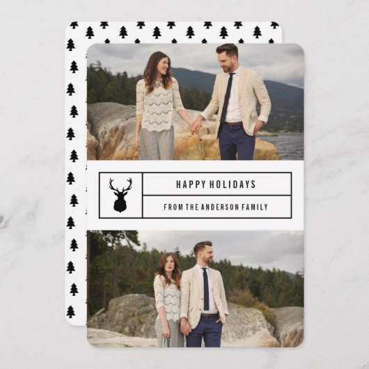 Eenvoudig Stag in Wit Feestdagenkaart (Voorkant / Achterkant)