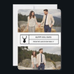Eenvoudig Stag in Wit Feestdagenkaart<br><div class="desc">Stuur vakantiejuichen met een chique fotokaart! Dit hippe multifoto-ontwerp heeft een zwart-wit thema met een hert-silhouet en een coördinerend kerstboompatroon. Voor meer geavanceerde aanpassing van dit ontwerp, selecteert u gewoon de knop "Aanpassen" hierboven! Alle foto's worden alleen als voorbeeld weergegeven en zijn niet bestemd voor wederverkoop. Dit product is alleen...</div>