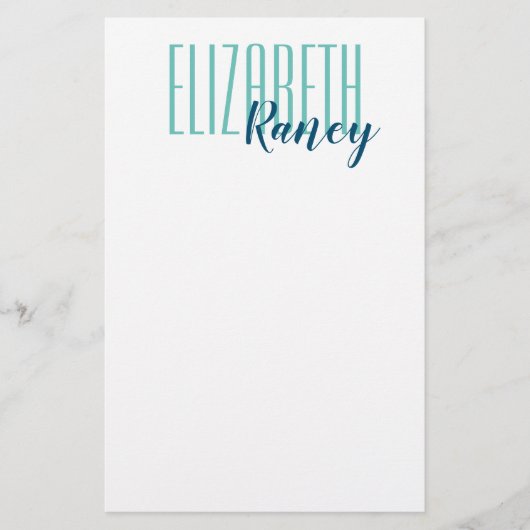 Eenvoudig standaardtype Aqua Blue Briefpapier (Voorkant)