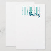 Eenvoudig standaardtype Aqua Blue Briefpapier (Voorkant / Achterkant)