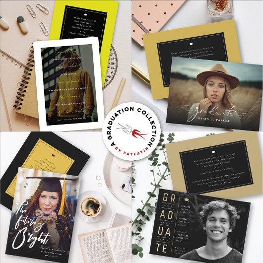 Eenvoudig stapel AFSTUDEREN minimalistisch fotoAfs Aankondiging