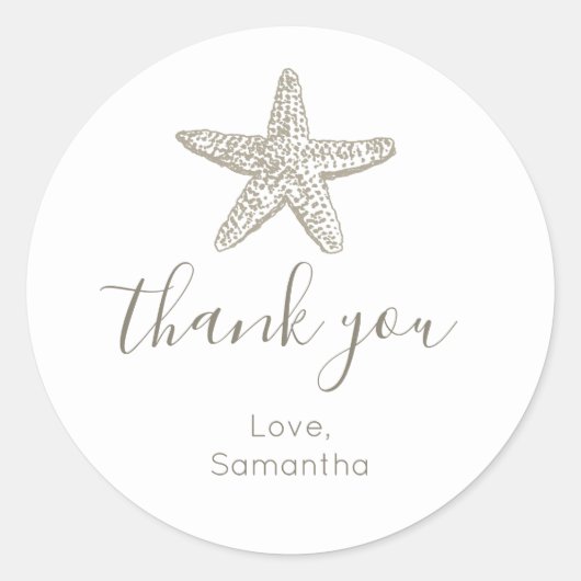 Eenvoudig Starfish baby shower Dank u Ronde Sticker (Voorkant)